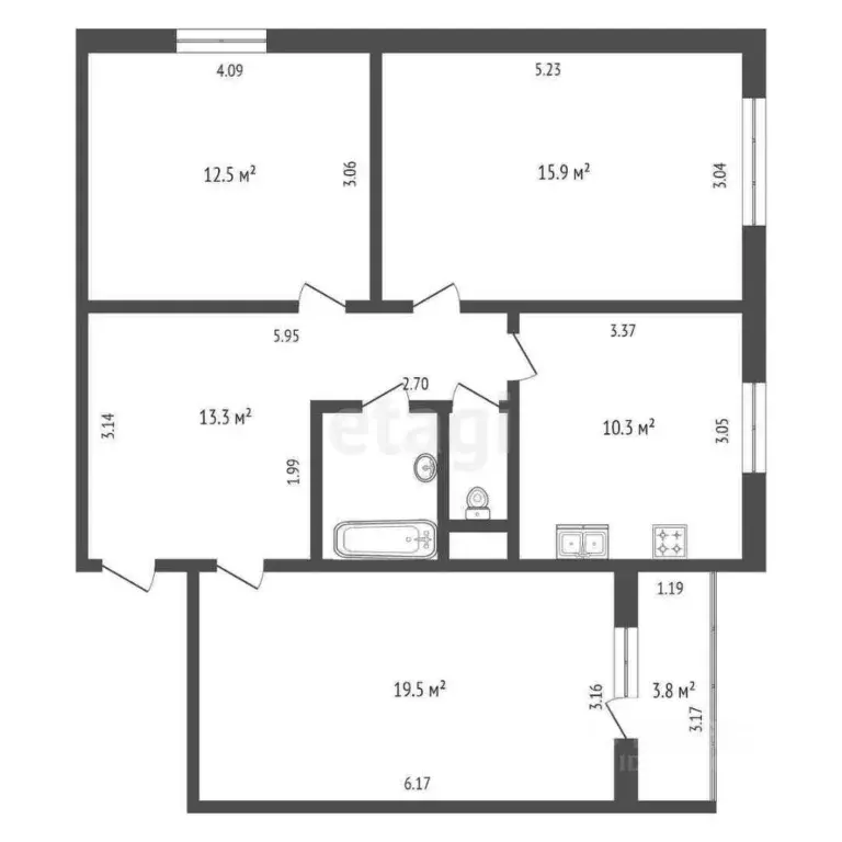 3-к кв. Московская область, Клин Клин-9 городок, 94 (75.8 м) - Фото 2