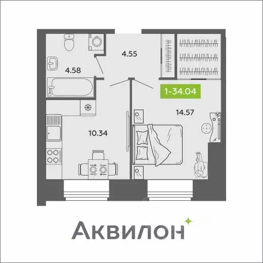 1-к кв. Архангельская область, Архангельск Аквилон Роса жилой комплекс ... - Фото 0