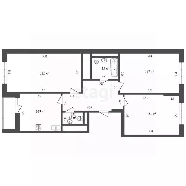 3-к кв. Москва Спортивный проезд, 6А (83.0 м) - Фото 2