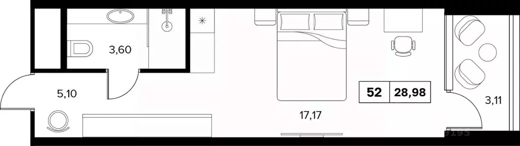 1-к кв. Краснодарский край, Сочи Культурное Уч-Дере мкр,  (28.98 м) - Фото 1