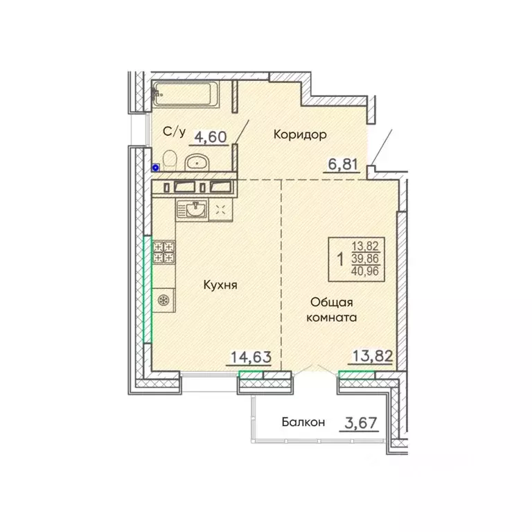 Свободной планировки кв. Бурятия, Улан-Удэ Энергетик мкр,  (40.96 м) - Фото 1