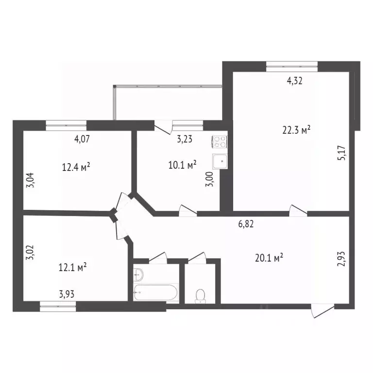 3-к кв. Тюменская область, Тобольск 10-й мкр, 34 (75.0 м) - Фото 2