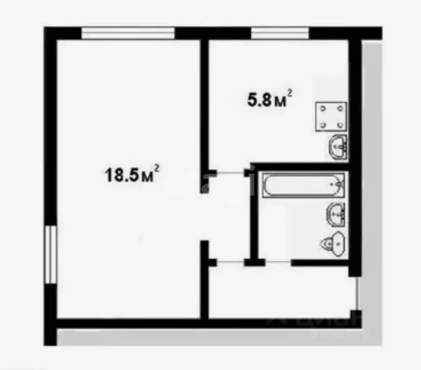 1-к кв. Татарстан, Казань ул. Дементьева, 33 (31.0 м) - Фото 1