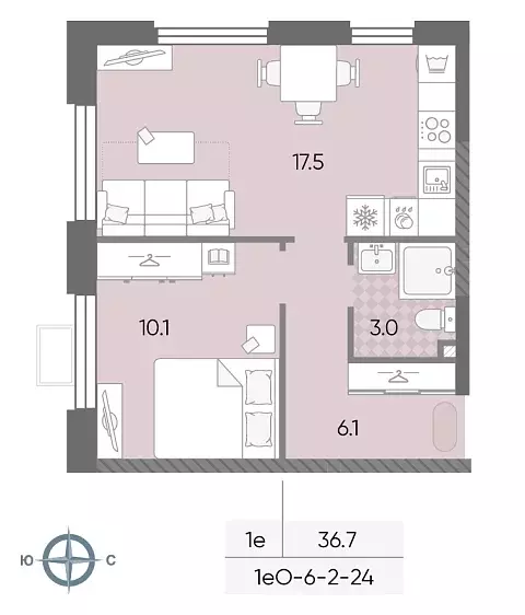 Продаётся 1-к квартира, 36.7 м - Фото 1