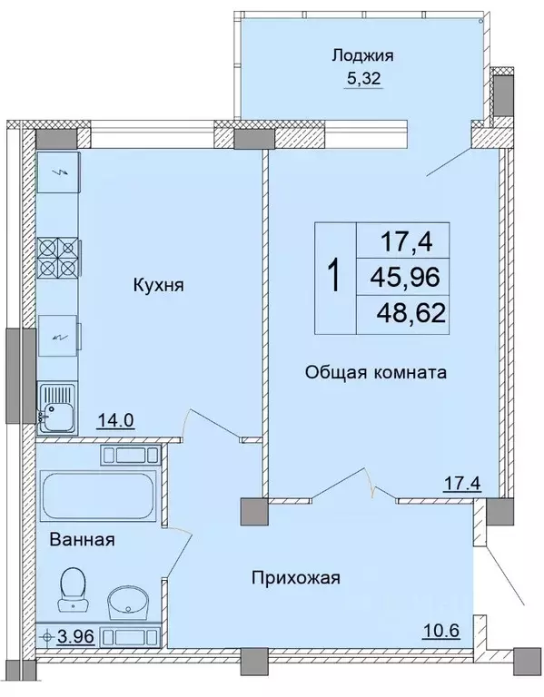 1-к кв. Белгородская область, Старый Оскол Степной мкр, 33Е (48.62 м) - Фото 0