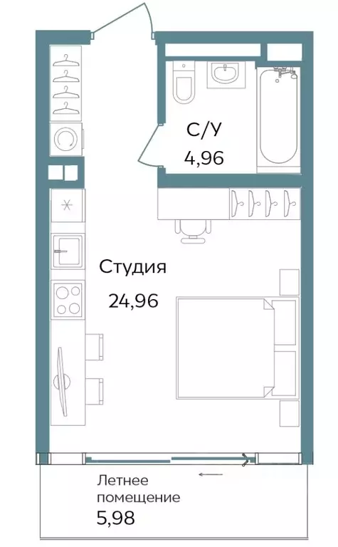 Студия Крым, Саки ул. Морская (35.9 м) - Фото 0