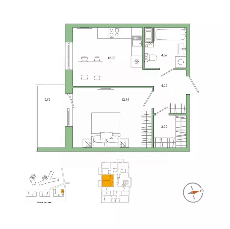 1-к кв. Ленинградская область, Гатчина Въезд мкр, IQ Гатчина жилой ... - Фото 1