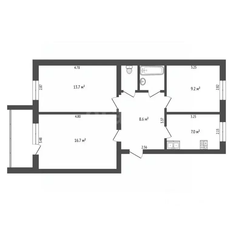3-к кв. Тюменская область, Тюмень ул. Московский Тракт, 137 (59.5 м) - Фото 2