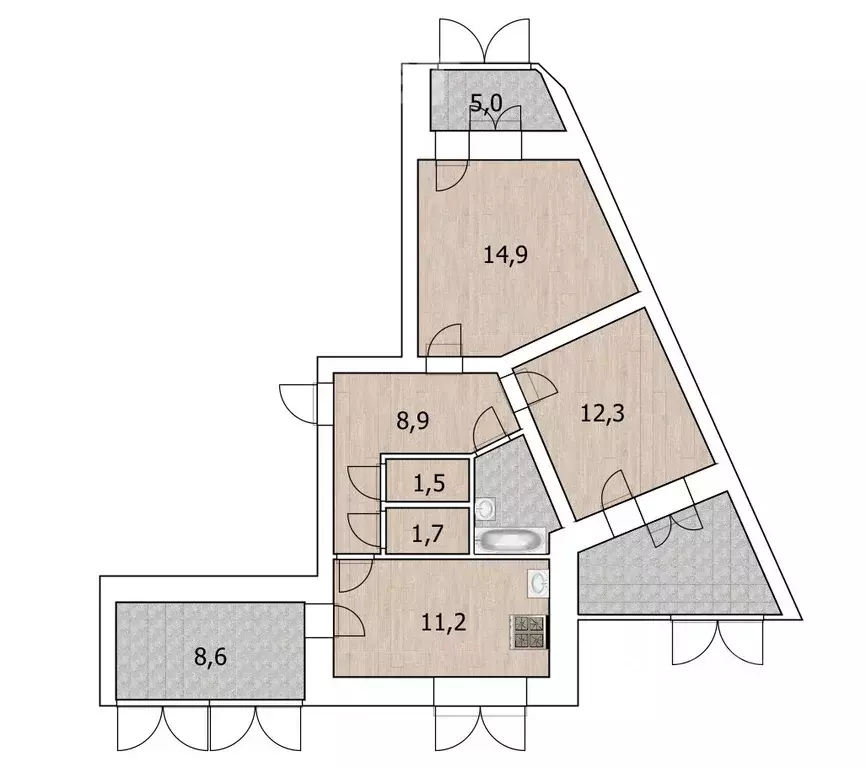 2-к кв. башкортостан, уфа ул. левитана, 38/3 (53.7 м) - Фото 1