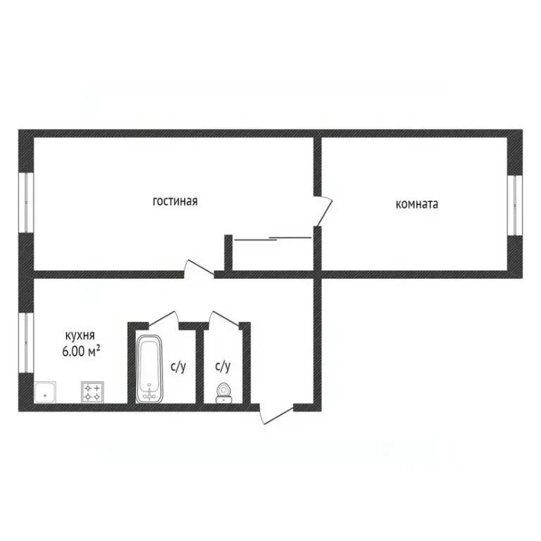 2-к кв. Амурская область, Сковородино ул. Победы, 32 (44.0 м) - Фото 1