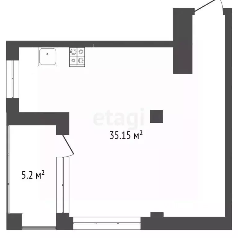 Студия Крым, Ялта ул. Репина, 21 (40.4 м) - Фото 2