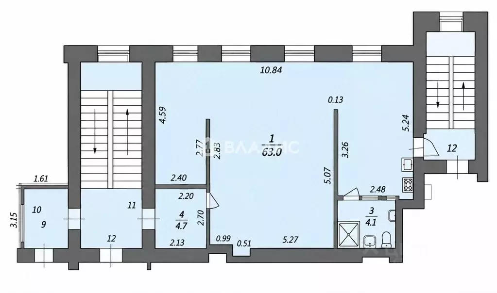 2-к кв. Санкт-Петербург Введенская ул., 9 (71.57 м) - Фото 2