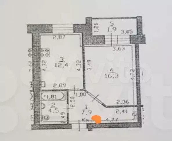 1-к. квартира, 43 м, 2/4 эт. - Фото 0