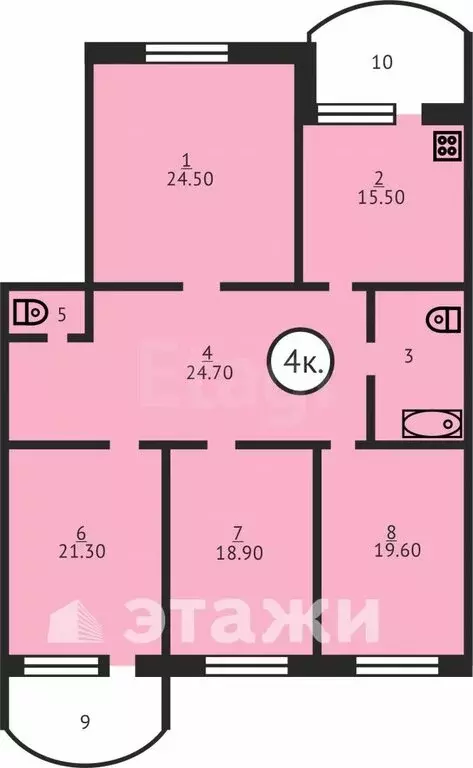 4-комнатная квартира: Энгельс, Саратовская улица, 57 (77.4 м) - Фото 0