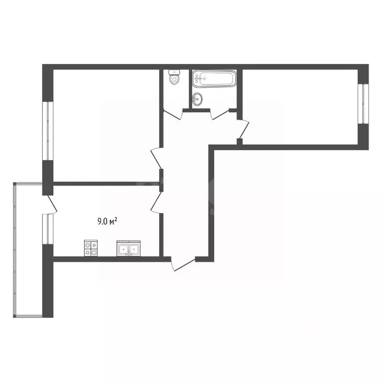 2-к кв. Псковская область, Печоры Заводская ул., 4б (52.3 м) - Фото 2
