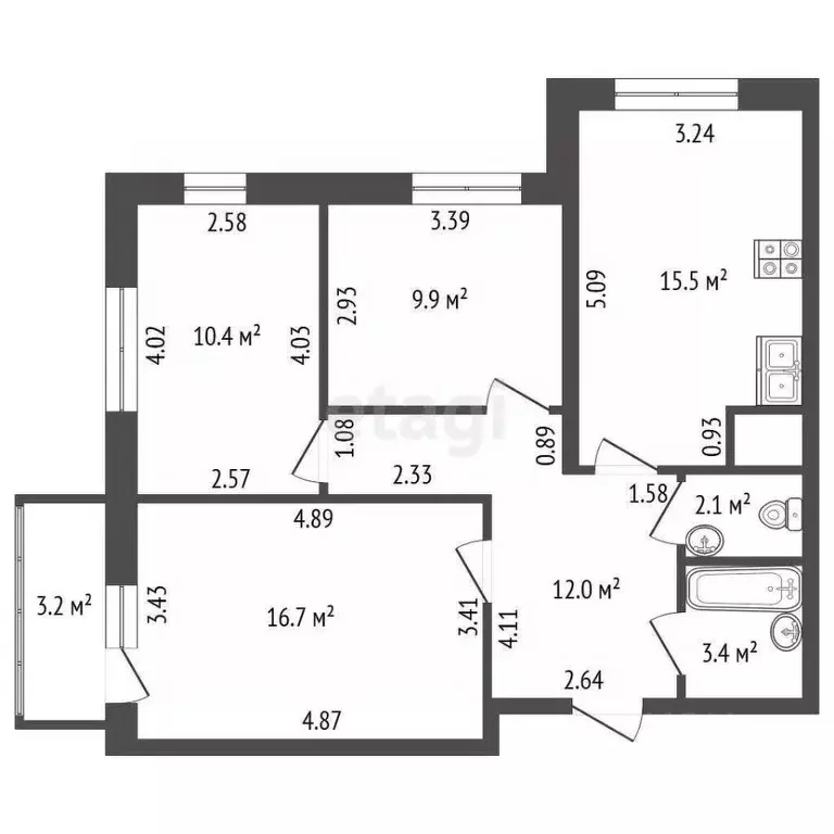 3-к кв. Санкт-Петербург, Санкт-Петербург, Колпино Загородная ул., 43к4 ... - Фото 2