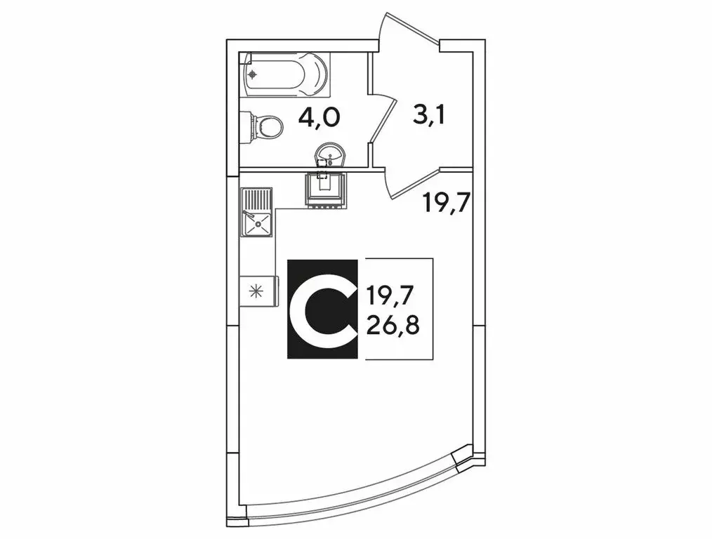 Квартира-студия: Краснодар, улица Ивана Беличенко, 92к4 (26.8 м) - Фото 1