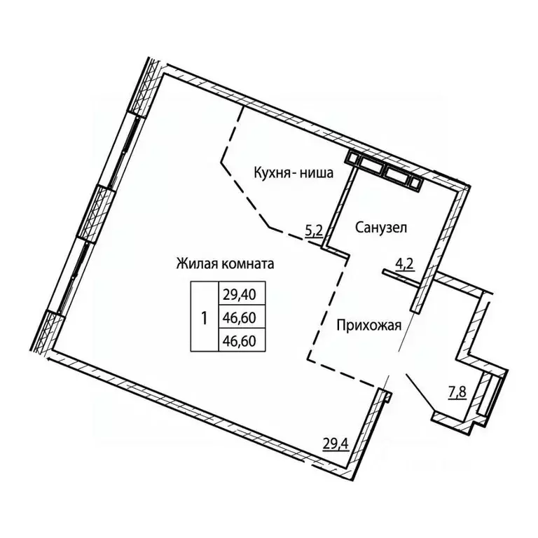 1-к кв. Приморский край, Владивосток Снеговая Падь мкр,  (46.6 м) - Фото 1