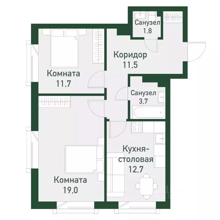 2-к кв. Челябинская область, Челябинский городской округ, пос. ... - Фото 0