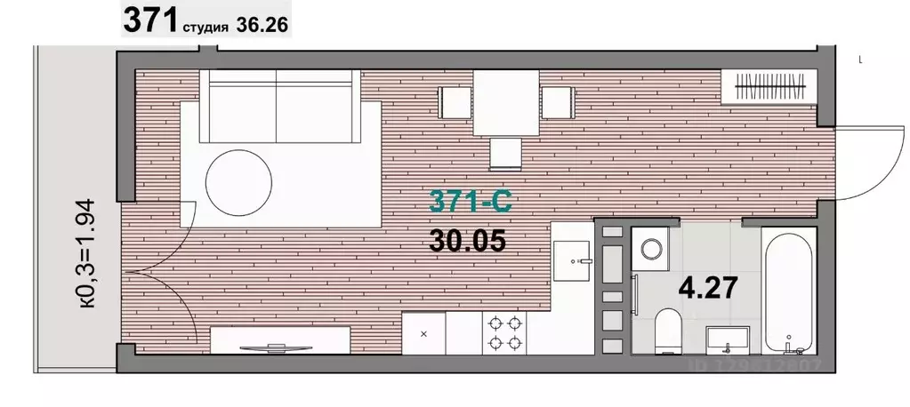 1-к кв. Калининградская область, Зеленоградск ул. Гагарина (36.26 м) - Фото 1