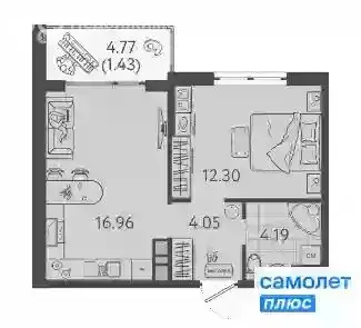 1-комнатная квартира: Краснодар, улица имени Б.С. Кудухова, 1 (38.9 м) - Фото 0