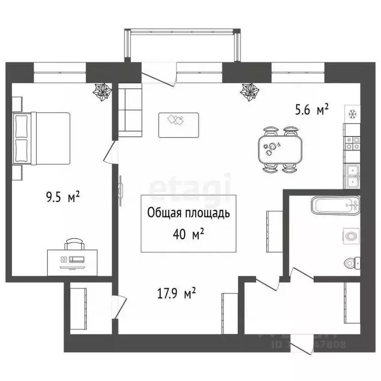 2-к кв. Новосибирская область, Новосибирск ул. Блюхера, 16 (40.0 м) - Фото 2