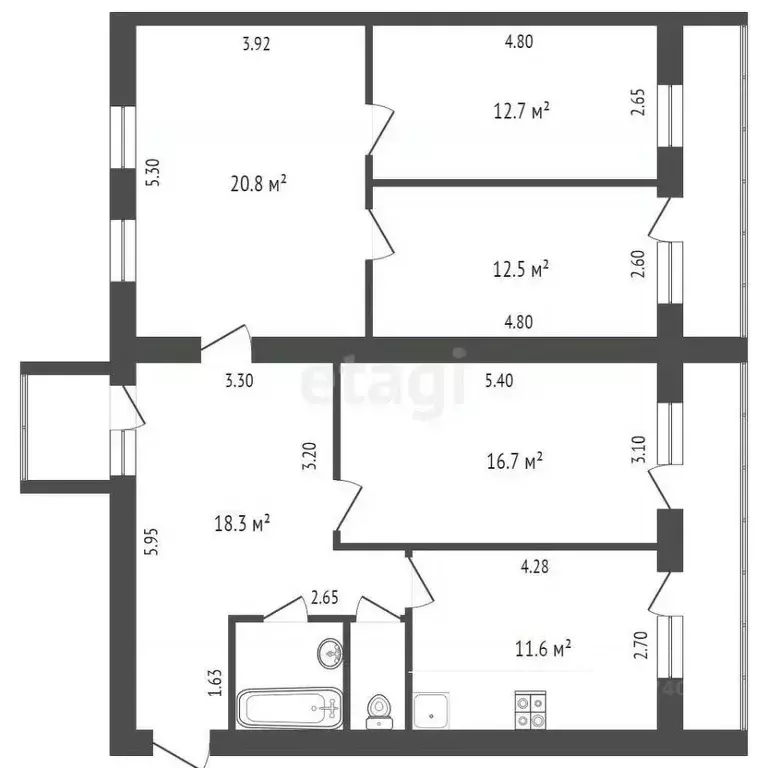 4-к кв. Орловская область, Орел ГСК Планер тер., 133 (96.4 м) - Фото 1