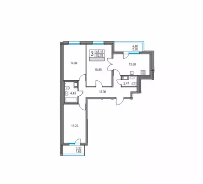 3-комнатная квартира: Санкт-Петербург, Ипподромный переулок, 1к1 (82 ... - Фото 1