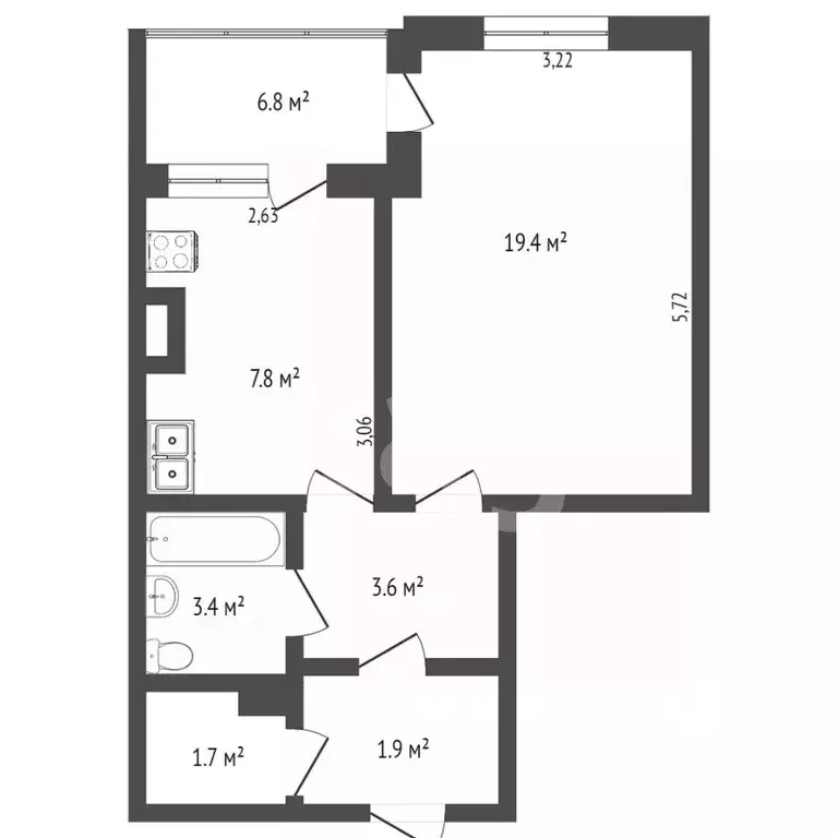 1-к кв. Севастополь ул. Бориса Михайлова, 11 (41.9 м) - Фото 1