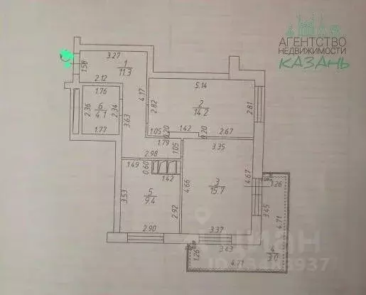 2-к кв. Татарстан, Казань ул. Комиссара Габишева, 18А (57.7 м) - Фото 2