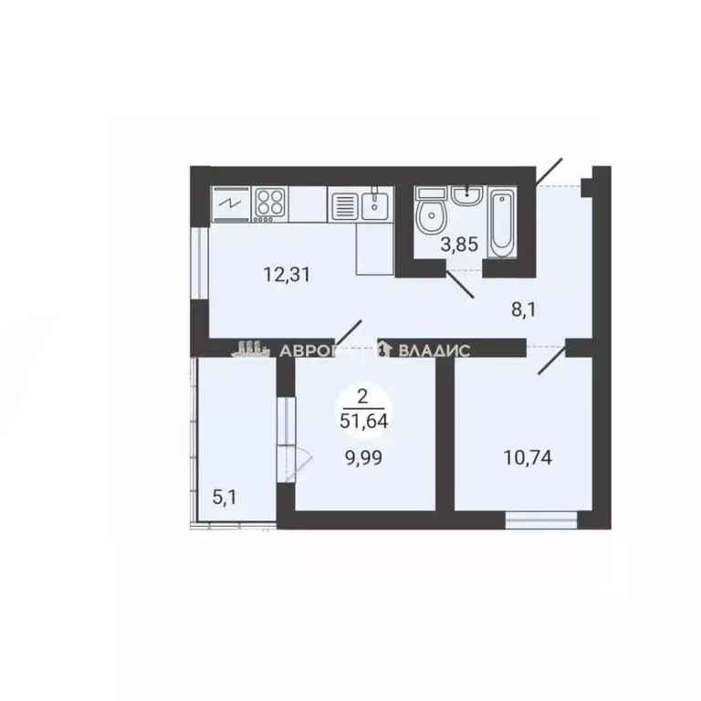 2-к кв. Челябинская область, Магнитогорск ул. Зеленый Лог, 61 (51.4 м) - Фото 2