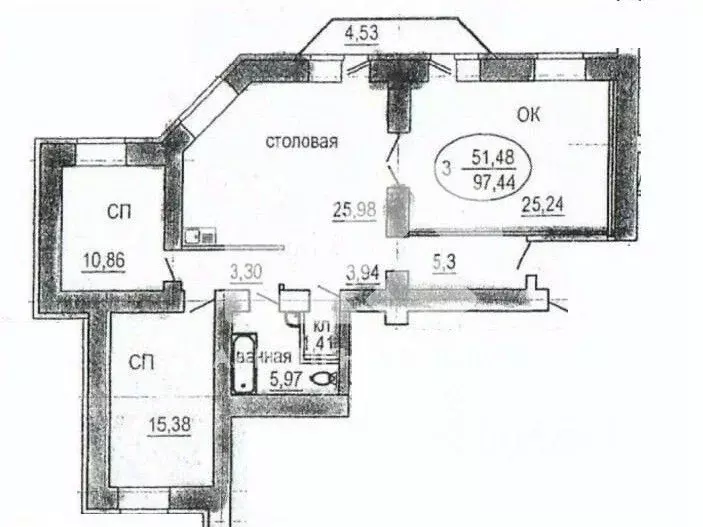 3-к кв. Новосибирская область, Новосибирск ул. Кошурникова, 2/1 (98.6 ... - Фото 0