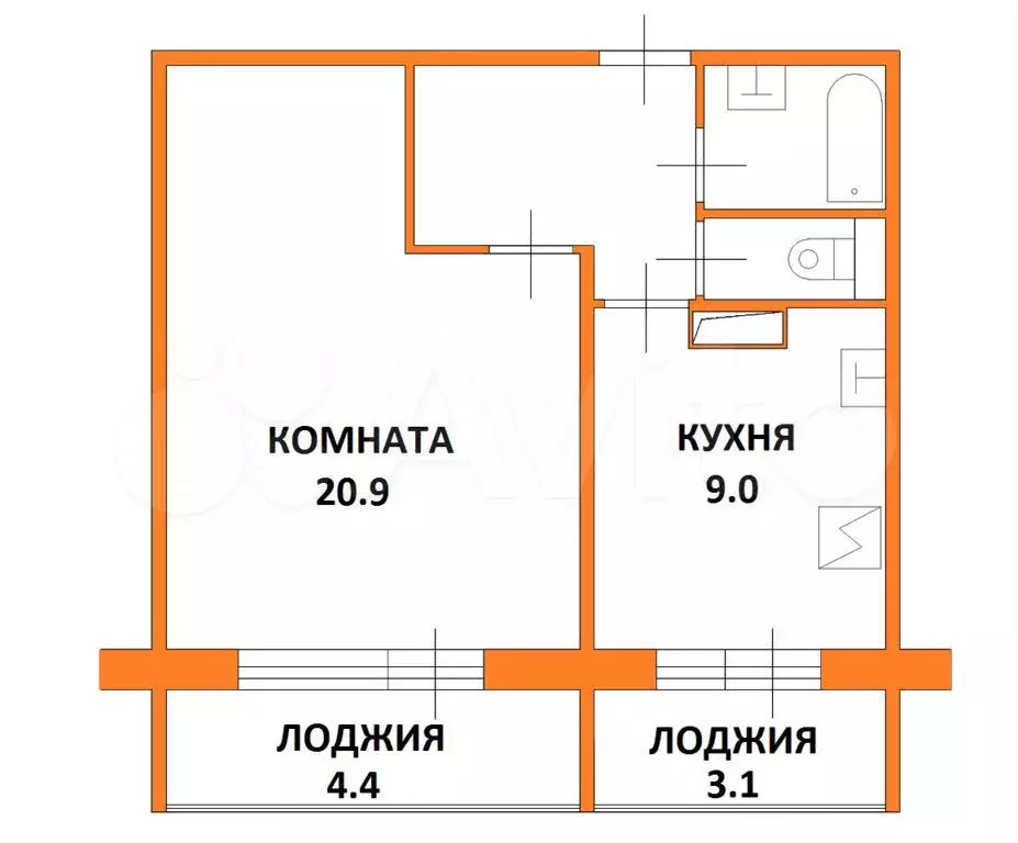 1-к. квартира, 39,4 м, 10/14 эт. - Фото 0