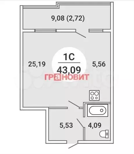 Квартира-студия, 43 м, 10/19 эт. - Фото 0
