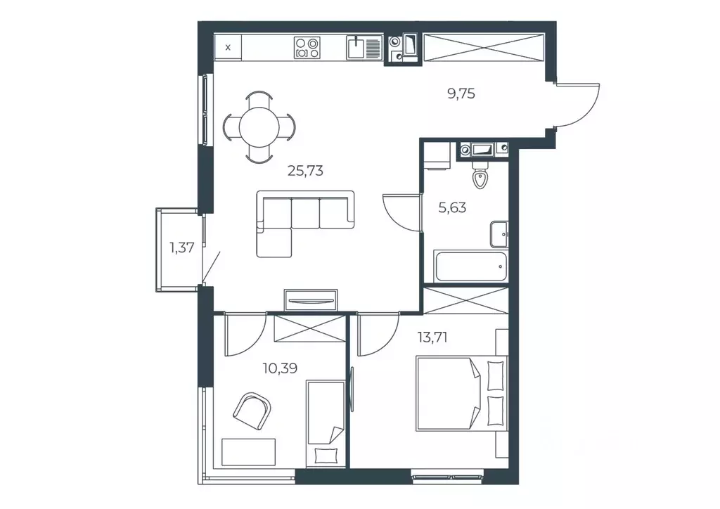 2-к кв. Астраханская область, Астрахань Бакинская ул., 65 (66.42 м) - Фото 1