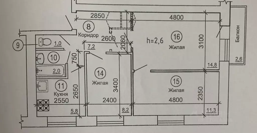 3-к кв. Орловская область, Орел Новосильская ул., 11 (50.3 м) - Фото 2