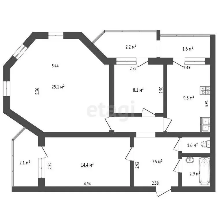 3-комнатная квартира: посёлок Дубовое, Зелёная улица, 13 (71.9 м) - Фото 1