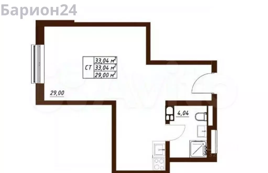 Студия Калужская область, Обнинск Белкинская ул., 36 (32.5 м) - Фото 1