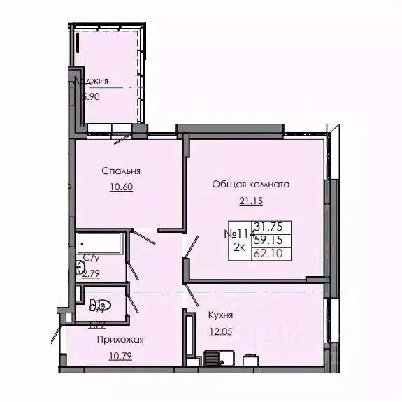 2-к кв. Саха (Якутия), Якутск  (62.1 м) - Фото 0