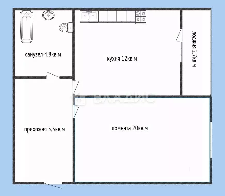1-к кв. Липецкая область, Липецк ул. Хренникова, 1 (45.0 м) - Фото 1