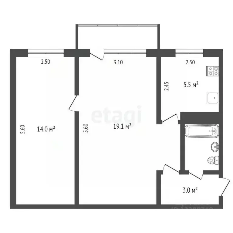 2-к кв. Орловская область, Орел Планерная ул., 51 (44.5 м) - Фото 1