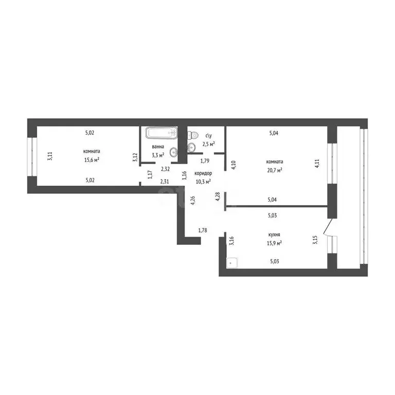 2-комнатная квартира: Воронеж, Московский проспект, 97Ак1 (90 м) - Фото 1