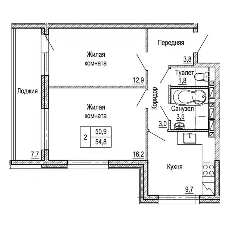 2-к кв. Приморский край, Владивосток На Черняховского жилой квартал,  ... - Фото 1