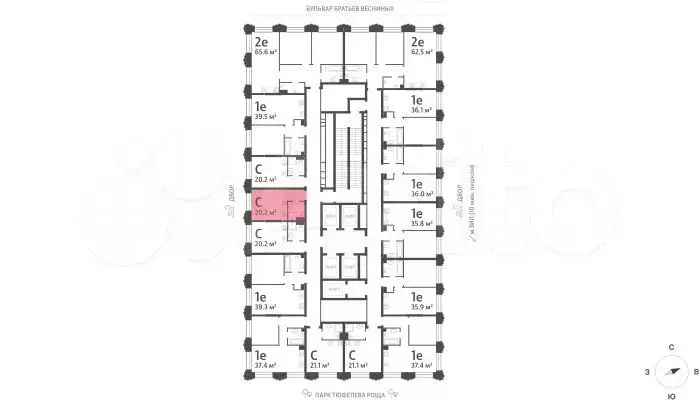 Квартира-студия, 20,2 м, 31/43 эт. - Фото 1