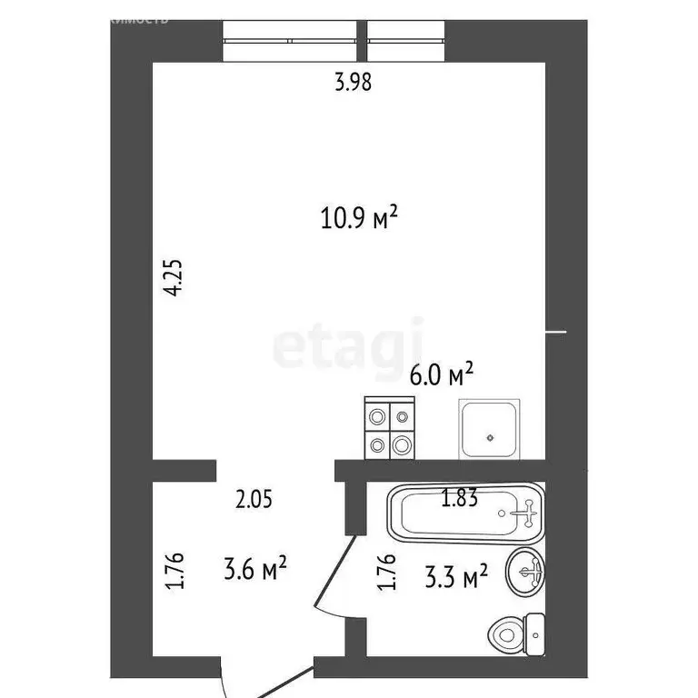 Квартира-студия: Тюмень, Полевая улица, 117к8 (21.6 м) - Фото 1