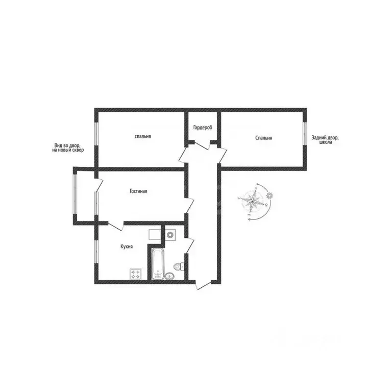3-к кв. Татарстан, Казань ул. Галиаскара Камала, 45 (59.0 м) - Фото 2