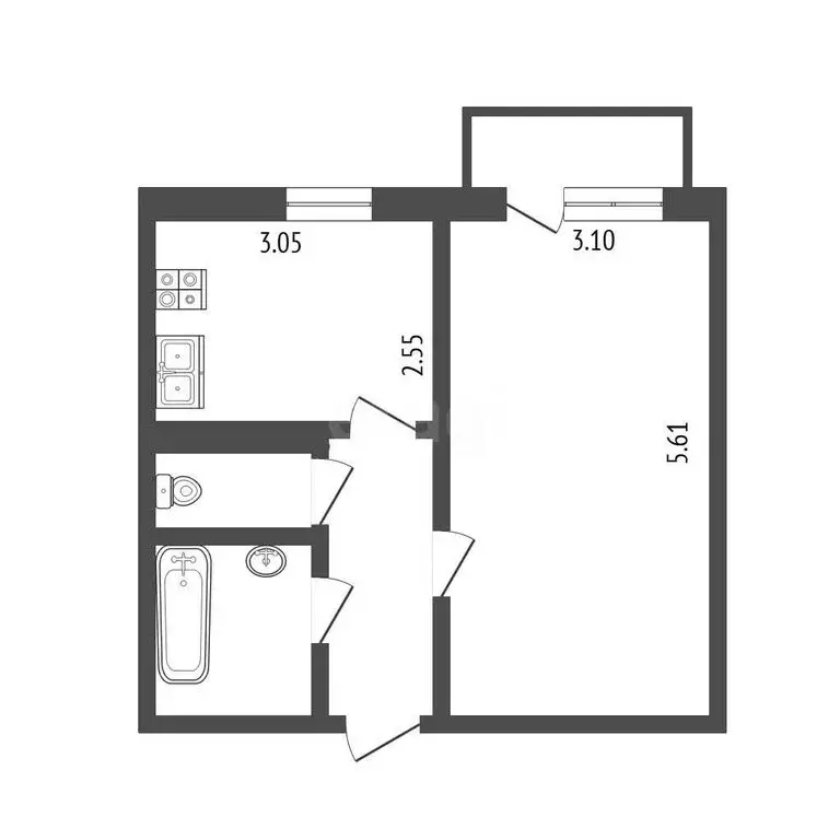 1-комнатная квартира: Псков, Рижский проспект, 73 (33.1 м) - Фото 1
