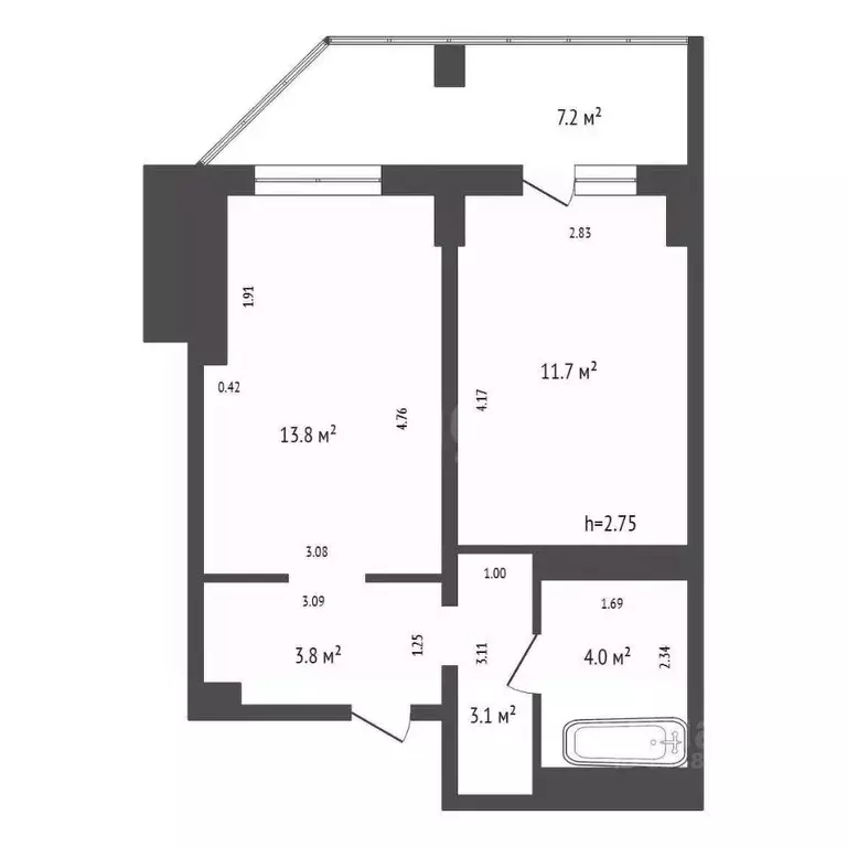 1-к кв. Красноярский край, Красноярск ул. Шахтеров, 38 (36.4 м) - Фото 2