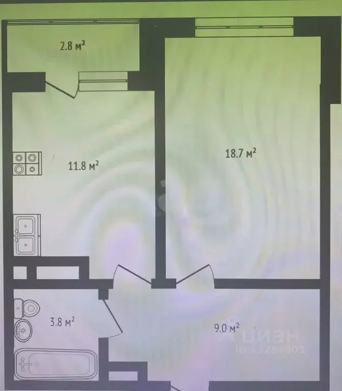 1-к кв. Липецкая область, Липецк Елецкое ш., 5 (43.0 м) - Фото 2