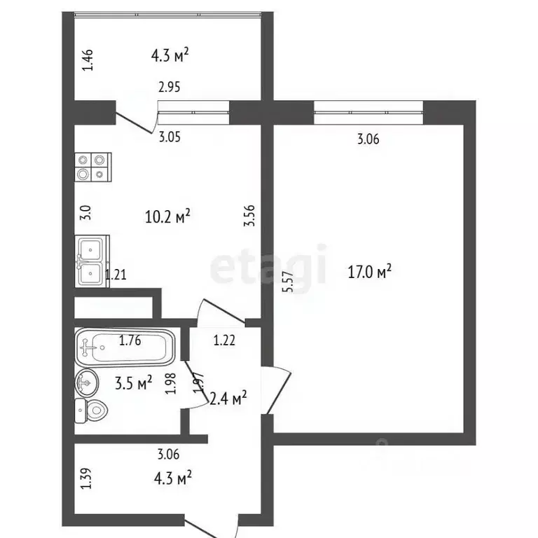 1-к кв. Башкортостан, Стерлитамак ул. Ботаническая, 4 (37.4 м) - Фото 1